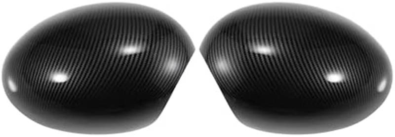 MEXWLOP Paar Rückspiegel-Abdeckkappen for die Linke und rechte Seite, Ersatz aus schwarzer Kohlefaser, for, for Mini, Clubman R55 Schrägheck, Cooper R56 Cabrio R57 Coupé R58 (nur manuelles Einklappen von MEXWLOP