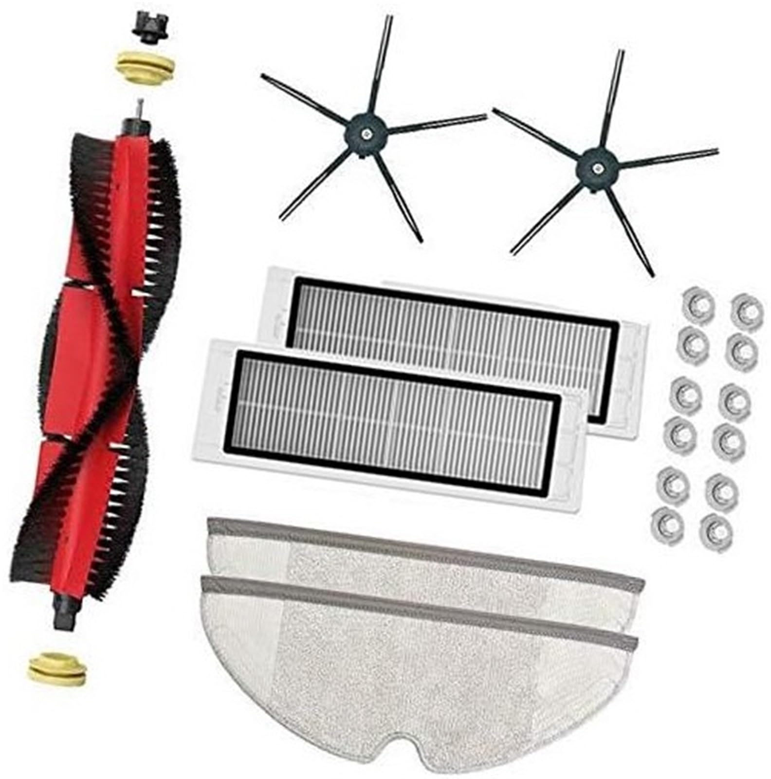 MEXWLOP Roller Seitenbürste Filter Mops, for Xiaomi, for Roborock, S6 S5 MAX S60 S65 S5 S50 S55 E25 E35 Staubsauger (Schwarz) Roboterstaubsauger-Ersatzset(Black) von MEXWLOP
