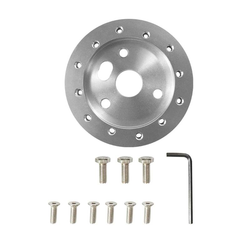MEXWLOP Schwarz-Silber 1/2-Zoll-Lenkrad for Grant 3-Loch-Adapter 0,5-Zoll-Radnabe Universal 6 Löcher Lenkradadapter Boss Auto-Lenkradnabe(Silver) von MEXWLOP