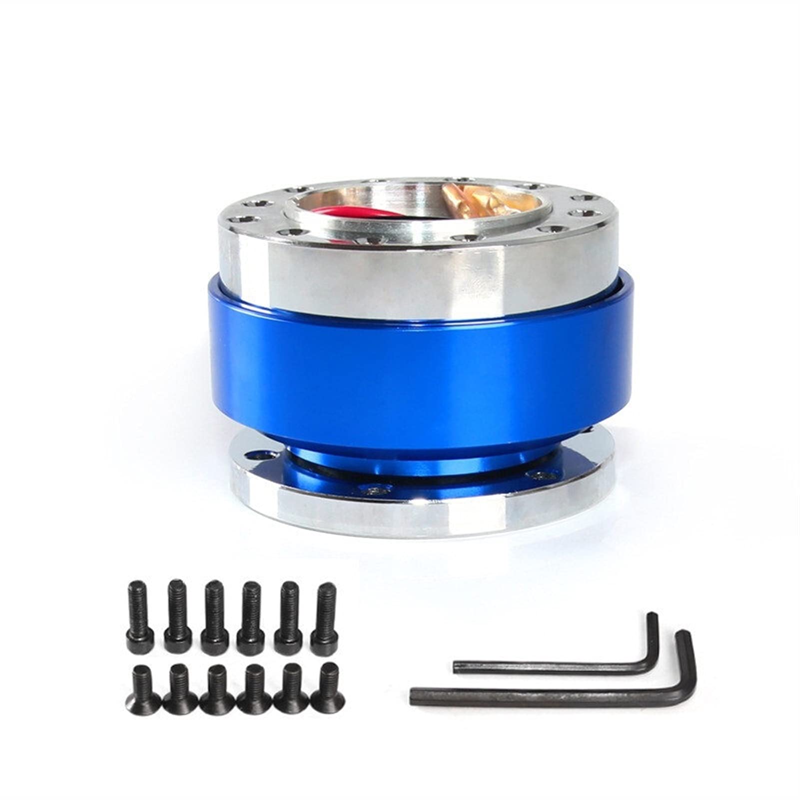 MEXWLOP Universal Aluminium Racing Lenkrad Snap Off Quick Release Hub Adapter Boss Kit Auto Sport Lenkrad Auto-Lenkradnabe(Blue) von MEXWLOP