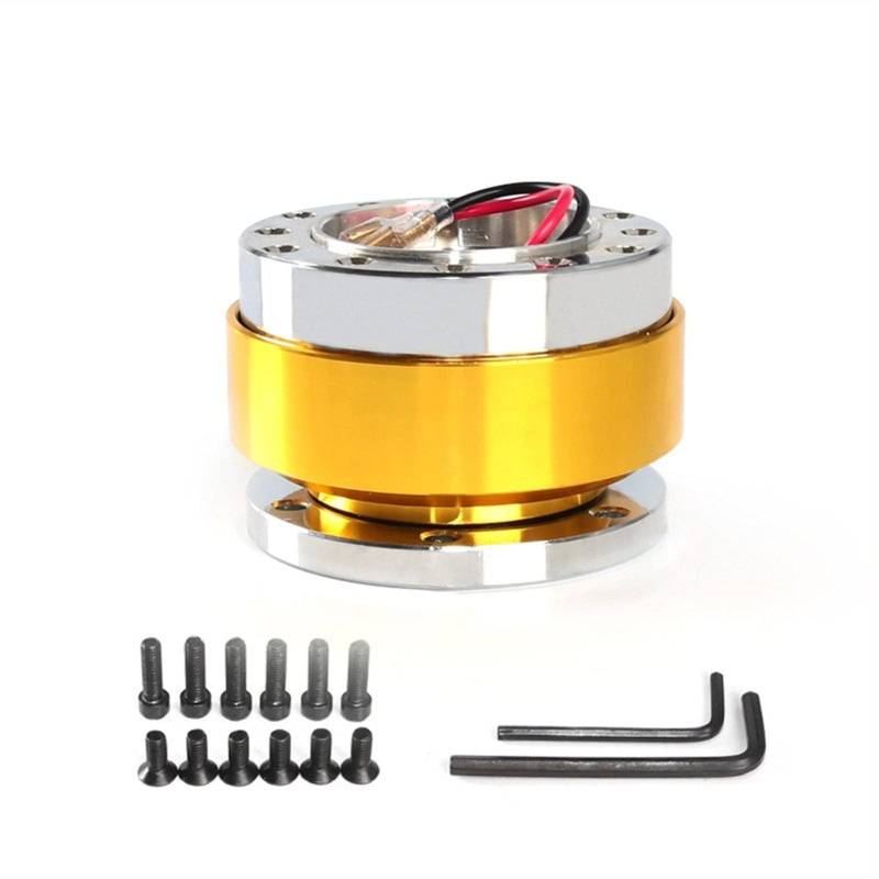 MEXWLOP Universal Aluminium Racing Lenkrad Snap Off Quick Release Hub Adapter Boss Kit Auto Sport Lenkrad Auto-Lenkradnabe(Gold) von MEXWLOP