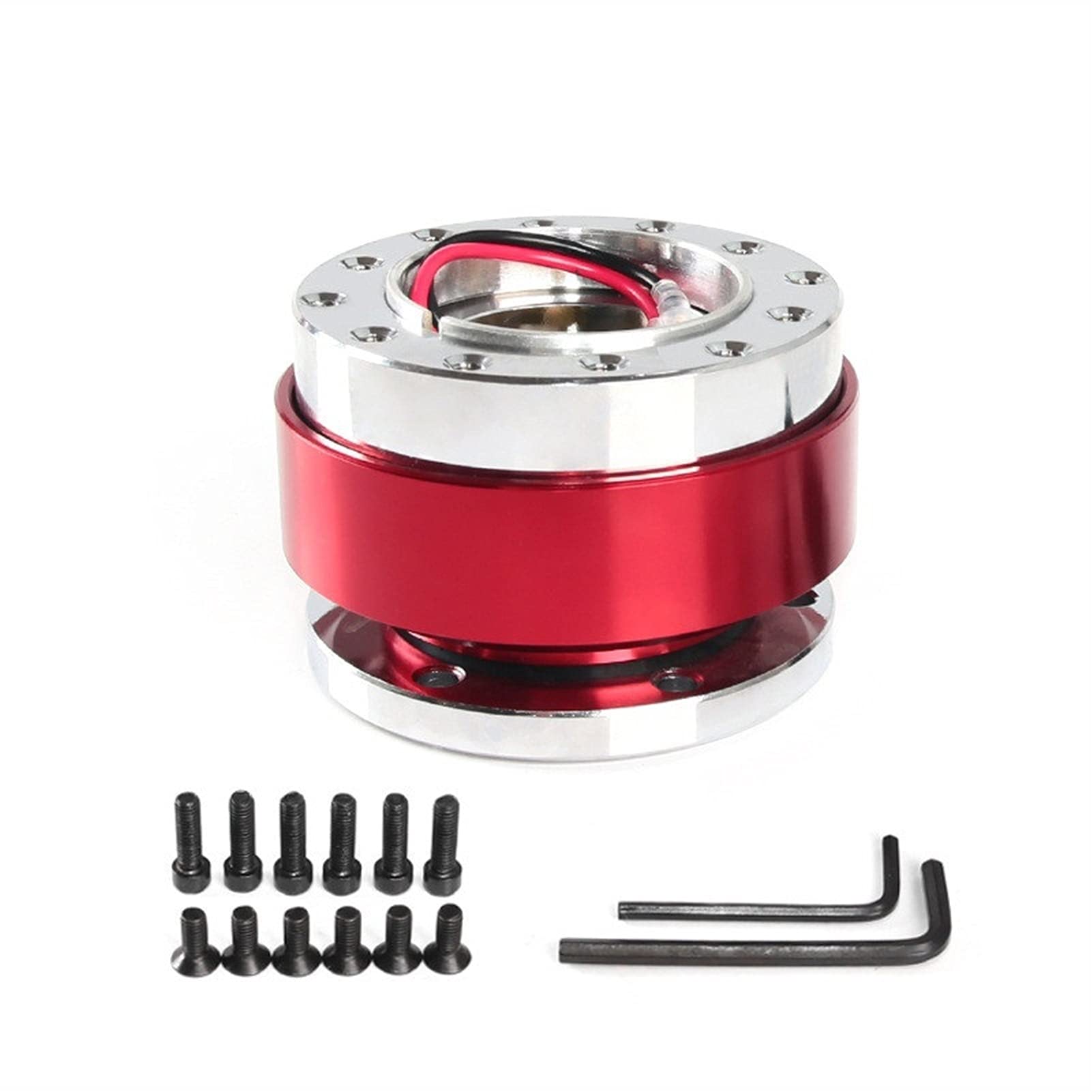 MEXWLOP Universal Aluminium Racing Lenkrad Snap Off Quick Release Hub Adapter Boss Kit Auto Sport Lenkrad Auto-Lenkradnabe(Red) von MEXWLOP