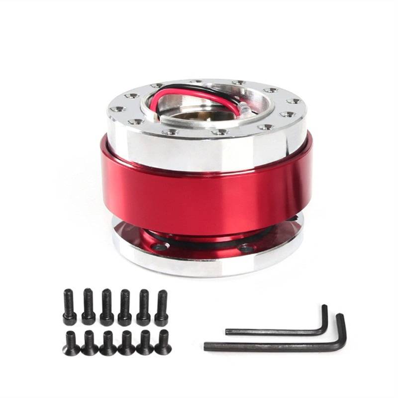 MEXWLOP Universal Aluminium Racing Lenkrad Snap Off Quick Release Hub Adapter Boss Kit Auto Sport Lenkrad Auto-Lenkradnabe(Red) von MEXWLOP