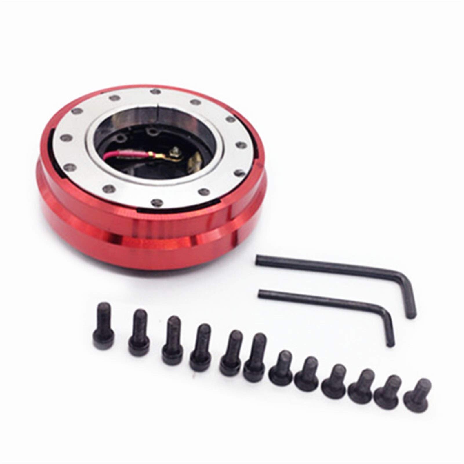 MEXWLOP Universal Auto Auto Lenkrad Ultradünne Quick Release Hub Adapter Snap Off Boss Kit Auto Zubehör Auto-Lenkradnabe(RED) von MEXWLOP
