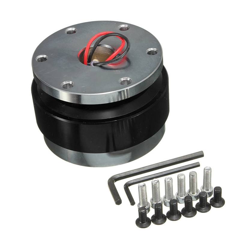 MEXWLOP Universal Auto Lenkrad Snap Off Auto Quick Release 6 Loch Hub Adapter Boss Kit Anti-diebstahl Aluminium Auto Zubehör Auto-Lenkradnabe(Black) von MEXWLOP