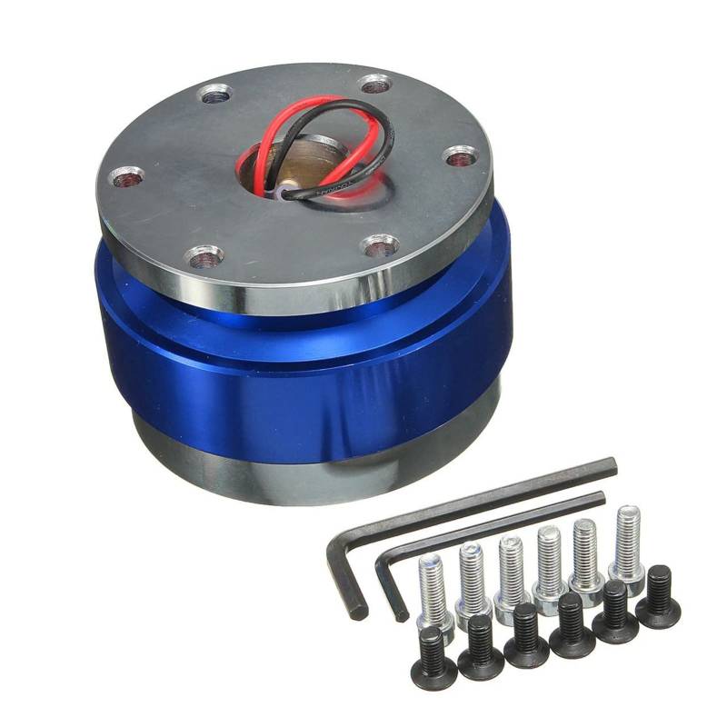 MEXWLOP Universal Auto Lenkrad Snap Off Auto Quick Release 6 Loch Hub Adapter Boss Kit Anti-diebstahl Aluminium Auto Zubehör Auto-Lenkradnabe(Blue) von MEXWLOP