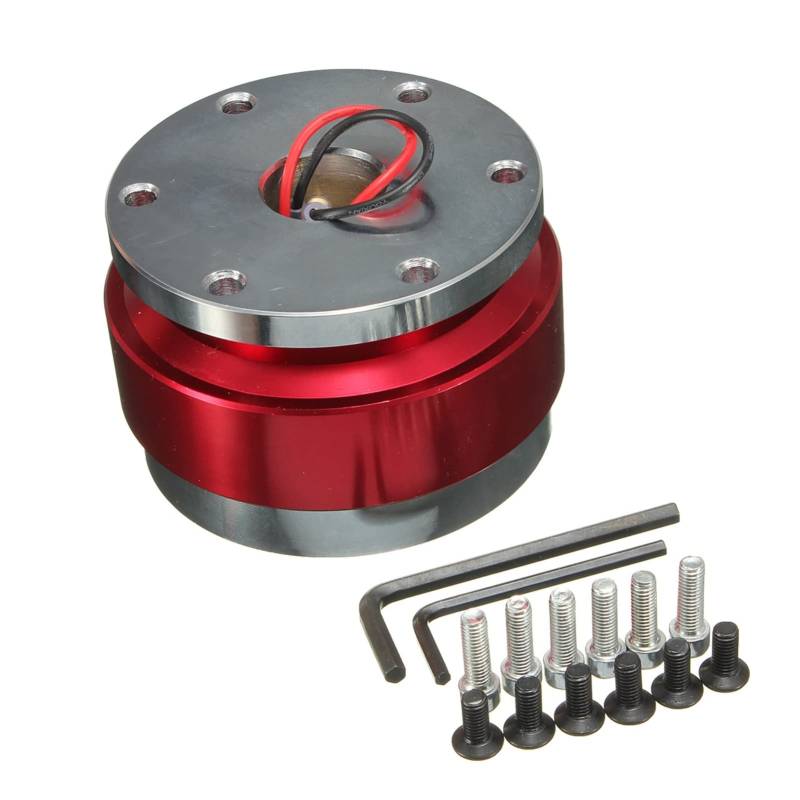MEXWLOP Universal Auto Lenkrad Snap Off Auto Quick Release 6 Loch Hub Adapter Boss Kit Anti-diebstahl Aluminium Auto Zubehör Auto-Lenkradnabe(Red) von MEXWLOP
