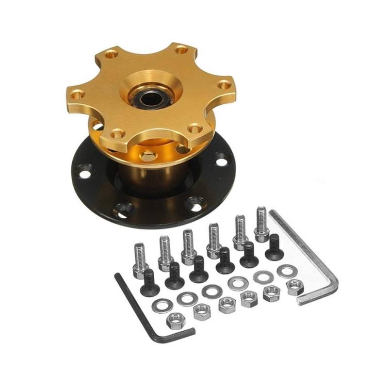 MEXWLOP Universal Lenkrad Schnellspanner Nabensatz Radnabenadapter CA0011-BL 6 Loch Lenkradnabe Auto-Lenkradnabe(Gold) von MEXWLOP