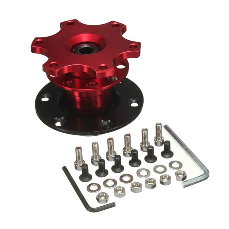 MEXWLOP Universal Lenkrad Schnellspanner Nabensatz Radnabenadapter CA0011-BL 6 Loch Lenkradnabe Auto-Lenkradnabe(Red) von MEXWLOP