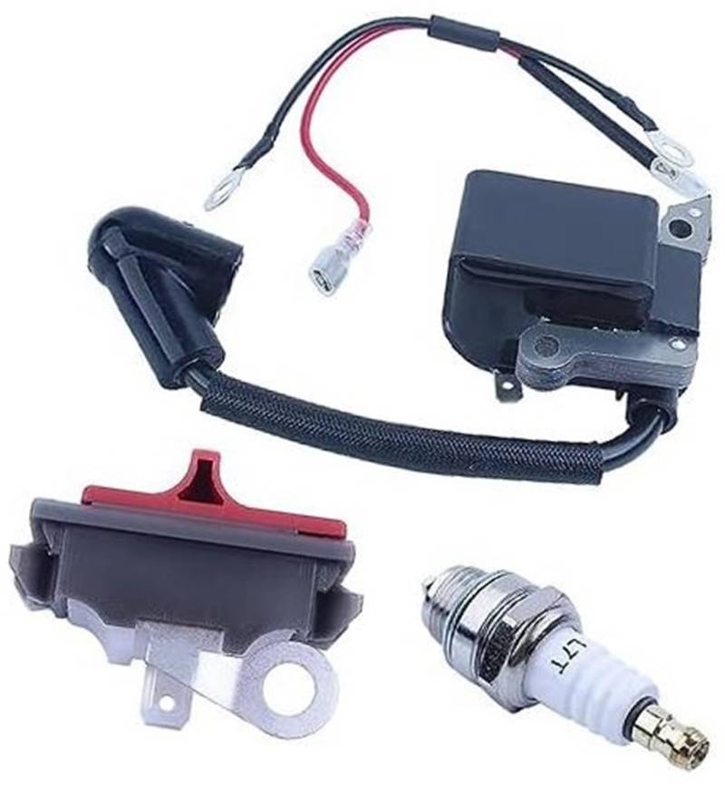 MEXWLOP Zündspule Stoppschalter Zündkerzensatz, for Husqvarna, 136 137 141 36 41 26 23 Kettensägenteile Rasenmäher-Zündkerze von MEXWLOP