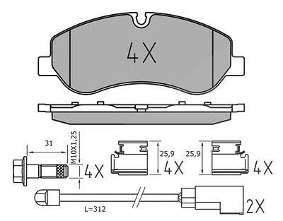 Meyle Bremsbeläge mit VWK vorne (Satz) [Hersteller-Nr. 0252560217/PD] für Ford von MEYLE