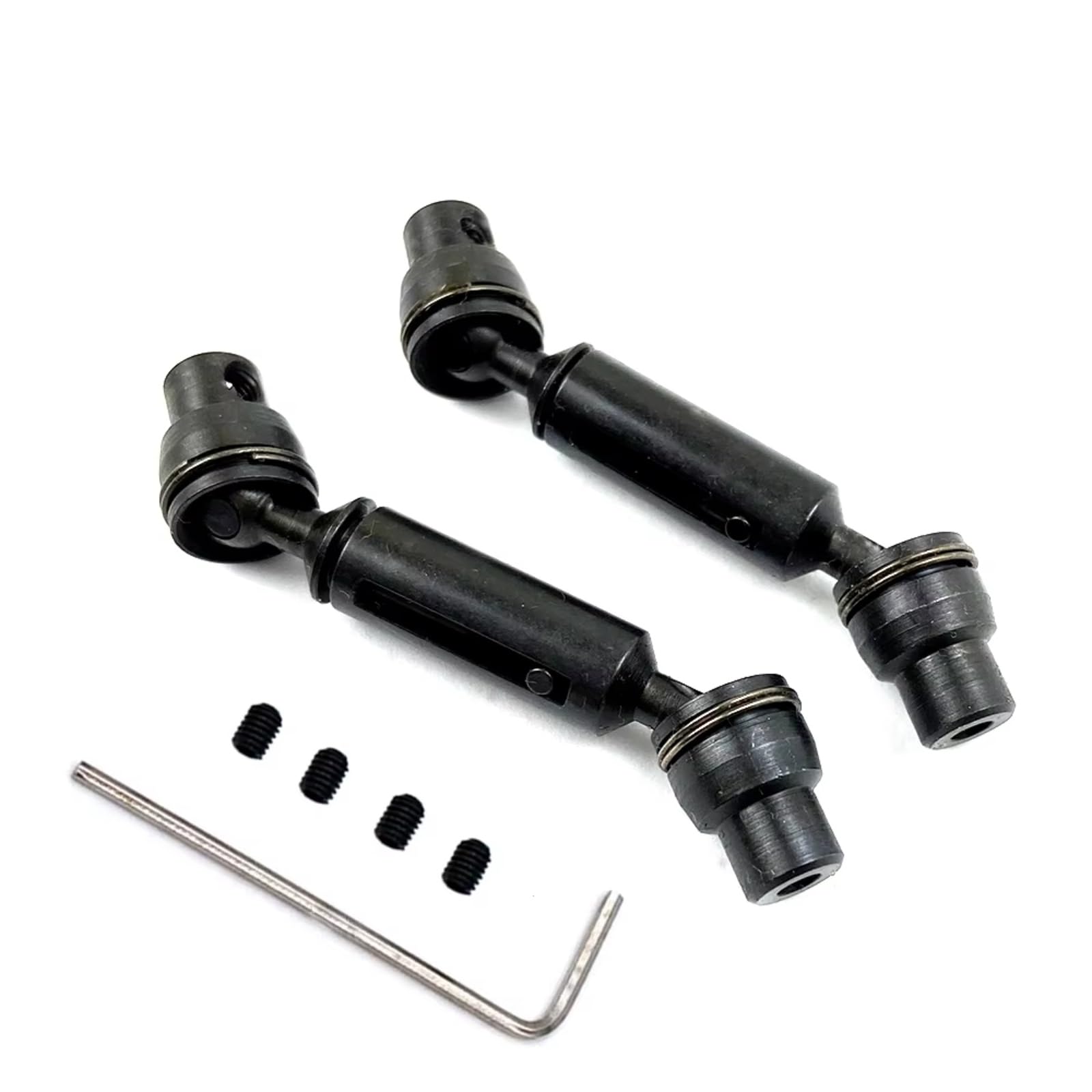 MGHGFYTAS Kompatibel Mit Henglong Für WPL B36 B16 C14 C24 Für MN D90 Für MN99S RC-Autoteile, 2 Stück Ersatzteile, Metall, Vordere Und Hintere Antriebswelle RC Auto Zubehör(Black) von MGHGFYTAS