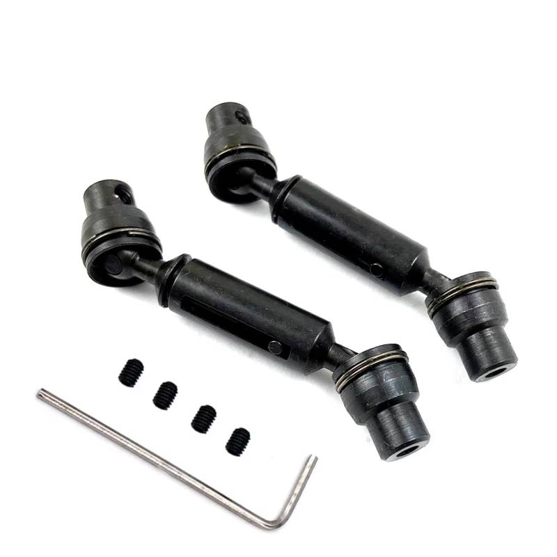 MGHGFYTAS Kompatibel Mit Henglong Für WPL B36 B16 C14 C24 Für MN D90 Für MN99S RC-Autoteile, 2 Stück Ersatzteile, Metall, Vordere Und Hintere Antriebswelle RC Auto Zubehör(Black) von MGHGFYTAS