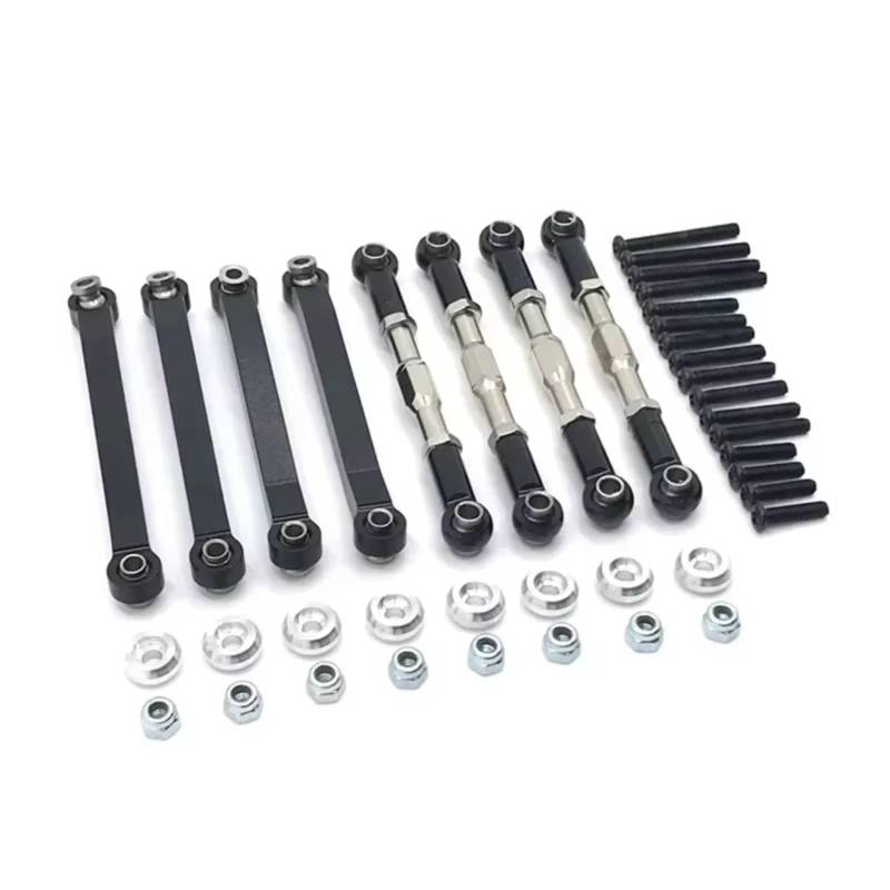 MGHGFYTAS Kompatibel Mit MN D90 D91 D96 D99 D99S MN90 MS 1/12 RC-Auto-Upgrade-Teile Metall Für Chassis-Zugstangen Link Suspension Spurstange RC Auto Zubehör(Black) von MGHGFYTAS