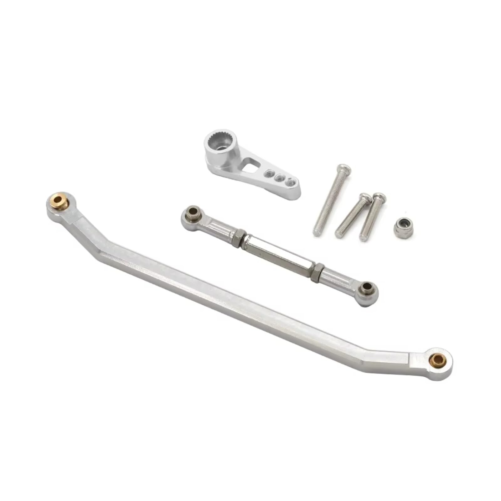 MGHGFYTAS Kompatibel Mit MN128 MN86 MN86S MN86K MN86KS 1/12 RC-Track-Car-Upgrade-Teile, Metall-Lenkgestänge, Spurstange Und Servoarm-Set RC Auto Zubehör(Silver) von MGHGFYTAS