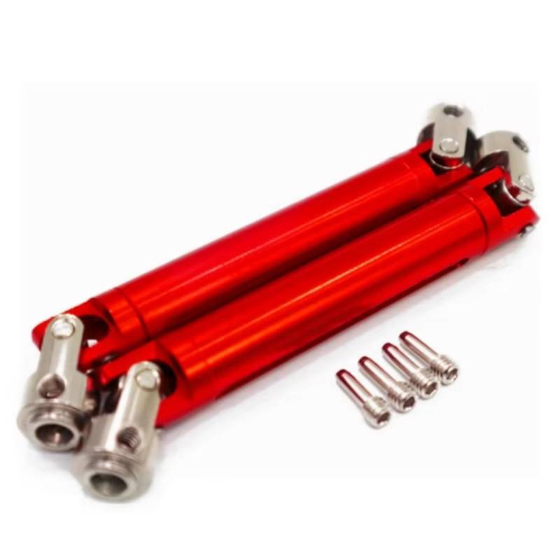 MGHGFYTAS Kompatibel Mit SCX10 D90 Für HSP 94180 18000 1/10 RC Crawler Auto Upgrade Teile Zubehör 106-138mm Metall Antriebswelle RC Auto Zubehör(Red) von MGHGFYTAS