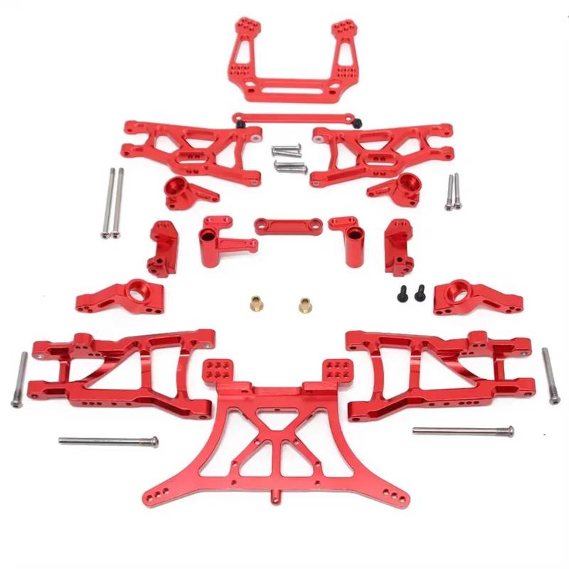 MGHGFYTAS Kompatibel Mit Traxxas Für Slash Für VXL 1/10 RC-Auto, Ersatzzubehör, Metall-Querlenker, Stoßdämpferturm, Lenkblock-Set RC Auto Zubehör(Red) von MGHGFYTAS
