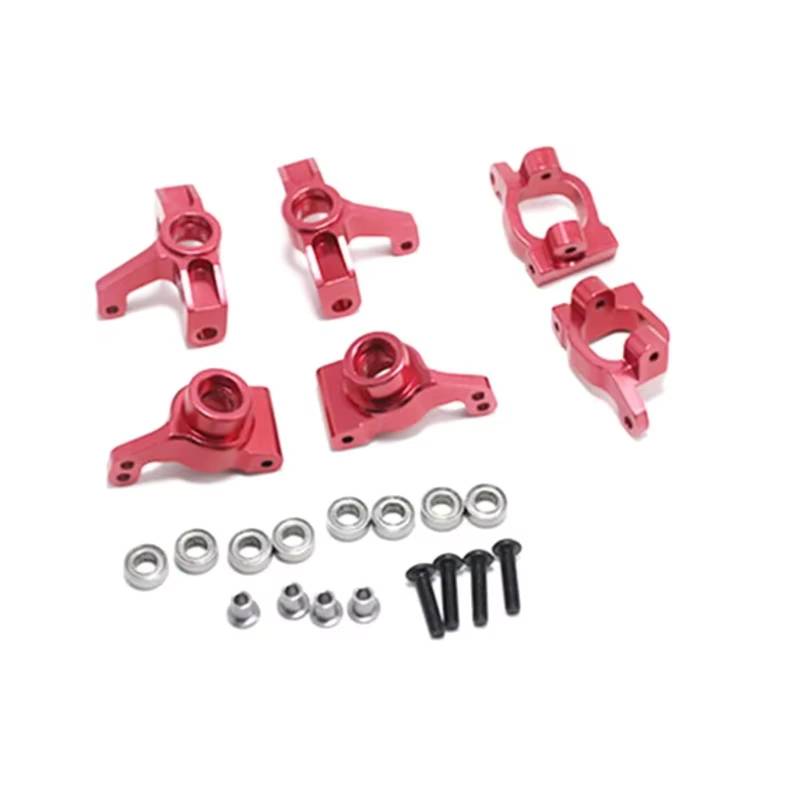 MGHGFYTAS Kompatibel Mit Wltoys 144001 144002 144010 124007 124008 124016 124017 124018 124019 RC-Auto-Upgrades Teile Metall-Lenkblöcke RC Auto Zubehör(Red) von MGHGFYTAS