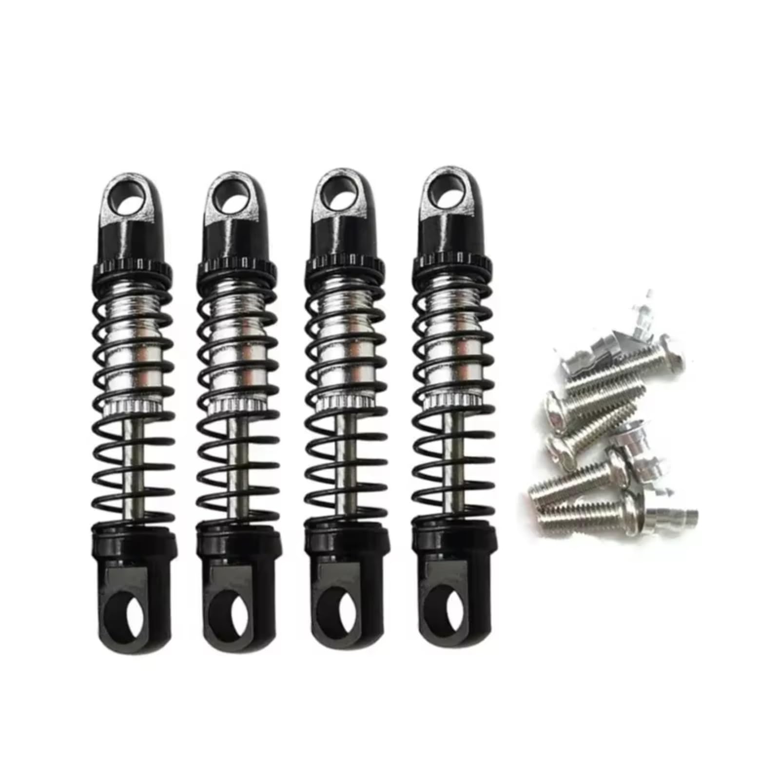 MGHGFYTAS RC Auto Dämpfer Kompatibel Mit Jimny 1/16 Fernbedienung Auto Upgrade Teile Ersatz Zubehör 4Pcs Metall Stoßdämpfer Dämpfer(Black) von MGHGFYTAS