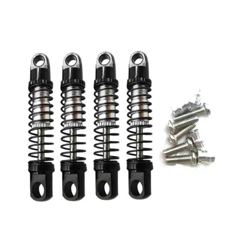 MGHGFYTAS RC Auto Dämpfer Kompatibel Mit Jimny 1/16 Fernbedienung Auto Upgrade Teile Ersatz Zubehör 4Pcs Metall Stoßdämpfer Dämpfer(Black) von MGHGFYTAS
