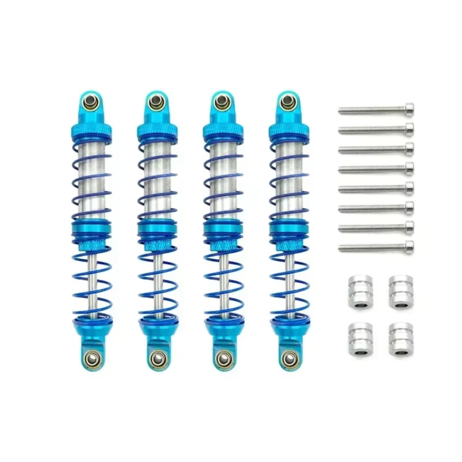 MGHGFYTAS RC Auto Dämpfer Kompatibel Mit MN Für Defender D90 1/10 Fernbedienung Auto Upgrade Teile Zubehör 4 Stück Metall Stoßdämpfer Öldämpfer(Blue) von MGHGFYTAS