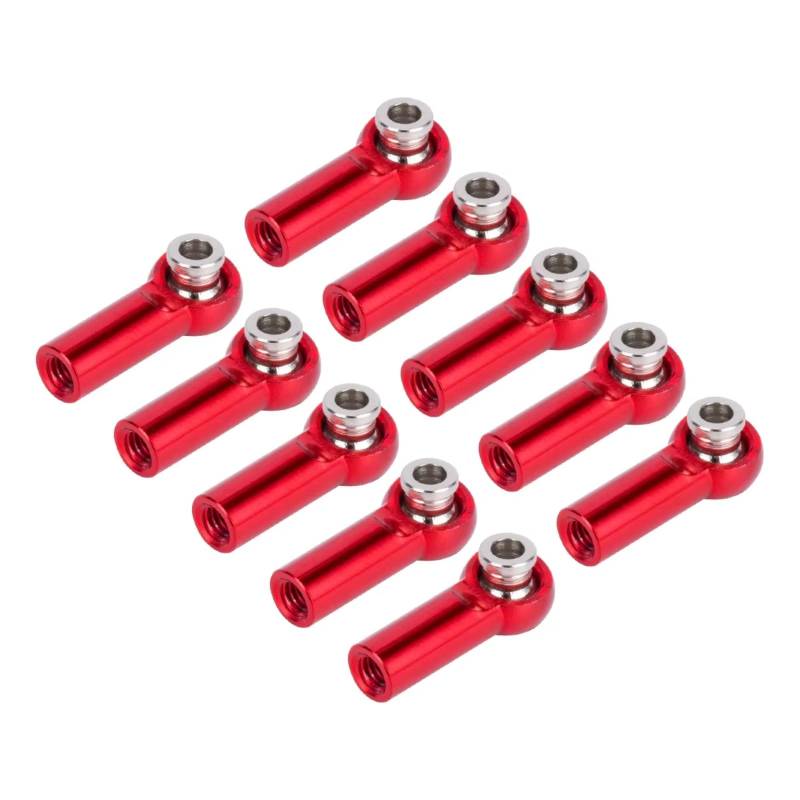 MGHGFYTAS RC Auto Zubehör Kompatibel Mit Axial Für SCX10 Für TRX4 D90 Für Tamiya 1/10 RC-Autoteile 10 Stück Metall M4 Link Spurstangenköpfe Kugelgelenk CW-Gewinde(Red) von MGHGFYTAS