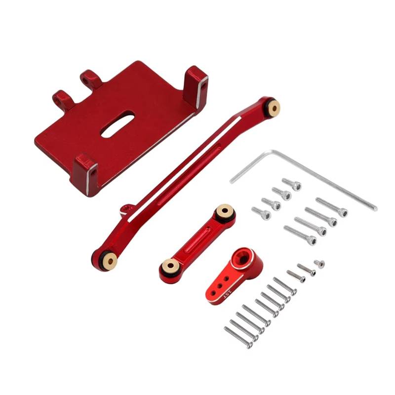 MGHGFYTAS RC Auto Zubehör Kompatibel Mit Axial Für SCX24 RC Crawler Auto-Upgrade-Teile, Metall-Lenkstange, Servohalterung Für Fit Emax ES08MA II Servo(Red,1set) von MGHGFYTAS