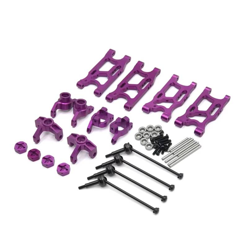 MGHGFYTAS RC Auto Zubehör Kompatibel Mit LC Wltoys 144010 144001 02 124017-16-18-19 1/14 RC Auto Ersatzteile Querlenker Hinterradnaben Lenkblock(Purple) von MGHGFYTAS