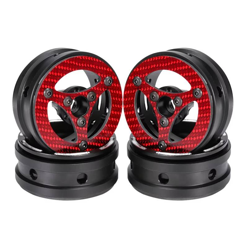 MGHGFYTAS RC Auto Zubehör Kompatibel Mit LCG Cheater Rigs Für SCX10 PRO Für Capra VS4 Für TRX4 Gspeed V3 Comp Builds 1/10 RC Crawler Cars Felgen(Red,Size 4) von MGHGFYTAS