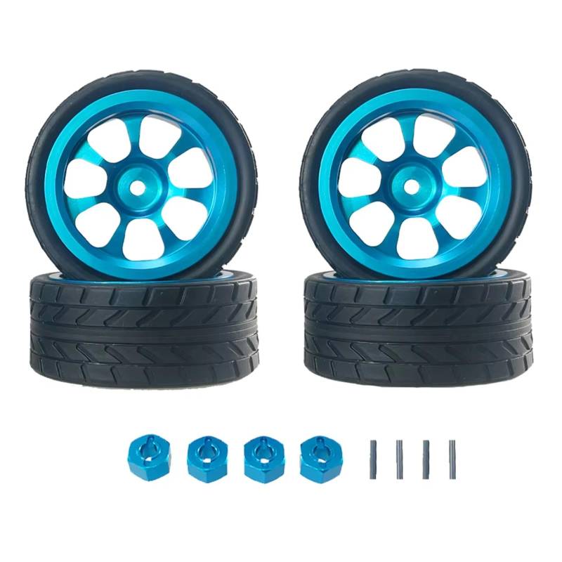MGHGFYTAS RC Auto Zubehör Kompatibel Mit MJX Für Hyper Go 1/14 14301 14303 RC-Auto-Modifikations-Upgrade-Teil, Ersatz-Radnaben-Reifenanschluss Aus Metall(Blue) von MGHGFYTAS
