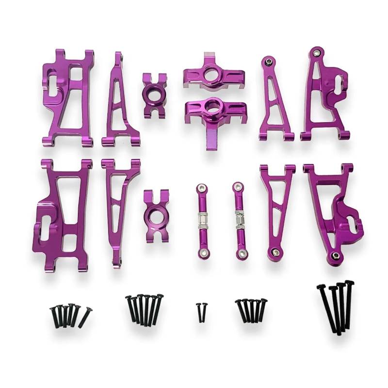 MGHGFYTAS RC Auto Zubehör Kompatibel Mit MJX Für Hyper Go 14209 14210 H14BM 1/14 RC-Autoteile, Vordere Querlenker, Lenkblock, Lenkgestänge, Hintere Naben(Purple) von MGHGFYTAS