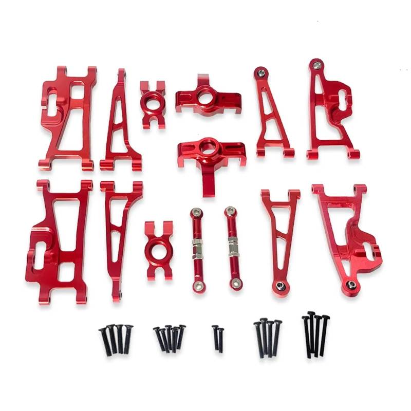 MGHGFYTAS RC Auto Zubehör Kompatibel Mit MJX Für Hyper Go 14209 14210 H14BM 1/14 RC-Autoteile, Vordere Querlenker, Lenkblock, Lenkgestänge, Hintere Naben(Red) von MGHGFYTAS