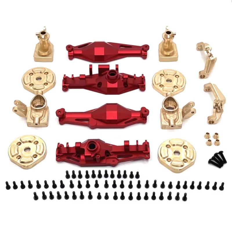 MGHGFYTAS RC Auto Zubehör Kompatibel Mit MJX H12Y RC-Auto-Upgrade-Teilezubehör, Metallgehäuse Für Vorder- Und Hinterachse, Messingbecher C Für Sitzachsabdeckung(Red) von MGHGFYTAS