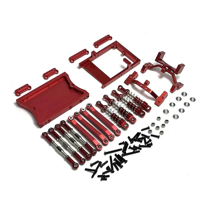 MGHGFYTAS RC Auto Zubehör Kompatibel Mit MN D90 Für MN98 Für MN99S 1/12 RC-Auto-Upgrade-Teile, Metall Für Chassis-Verbindungsstange, Servohalterung, Stoßdämpfer-Strahlsatz(Red) von MGHGFYTAS