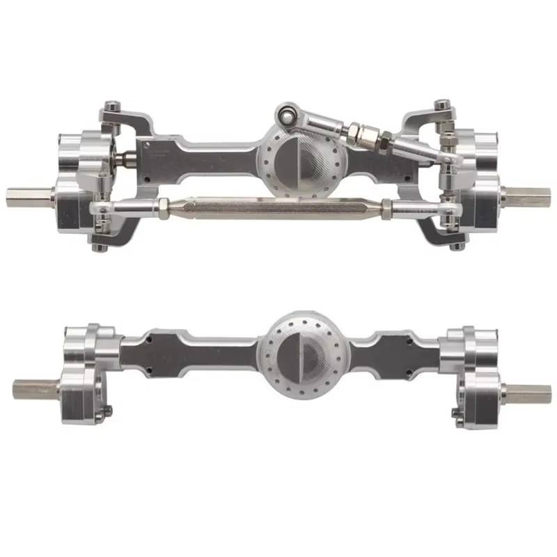 MGHGFYTAS RC Auto Zubehör Kompatibel Mit MN99S Für MN D90 D91 D96 Für MN98 MN45 1/12 RC-Auto-Upgrade-Teile CNC-Metall-Portalachsensatz Vorne Und Hinten(Silver,1Set) von MGHGFYTAS