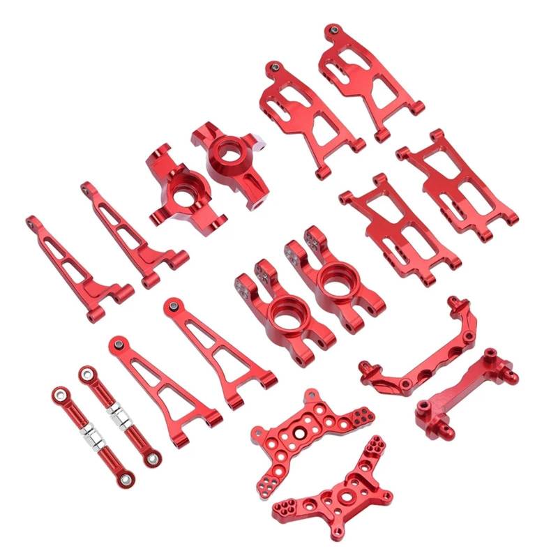 MGHGFYTAS RC Auto Zubehör Kompatibel Mit Mjx 14210 14209 RC-Auto-Upgrade-Teile. Metall-Lenkbecher Oben Und Unten Für Schwingarm-Kit, Stoßdämpferhalterung.(Red) von MGHGFYTAS