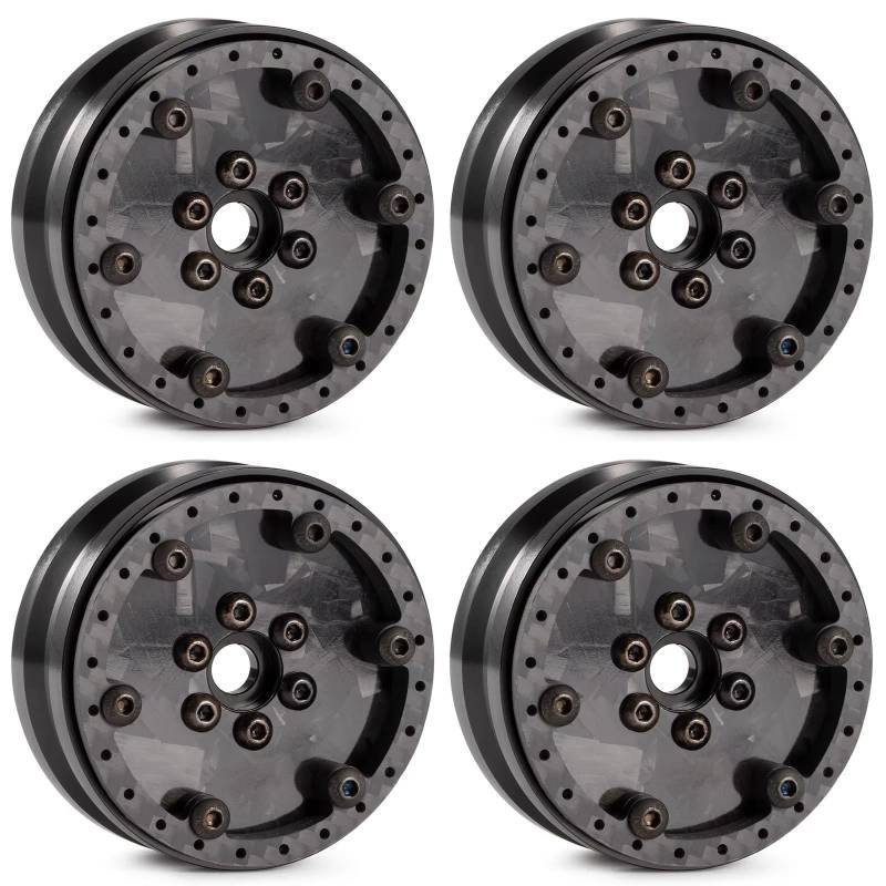 MGHGFYTAS RC Auto Zubehör Kompatibel Mit SCX10 Für Capra Für TRX4 LCGVRD VS4-10 Für Phoenix H10 Optic RC Ultraleichte Carbon-Aluminium-1.9-Beadlock-Räder(Size 3) von MGHGFYTAS