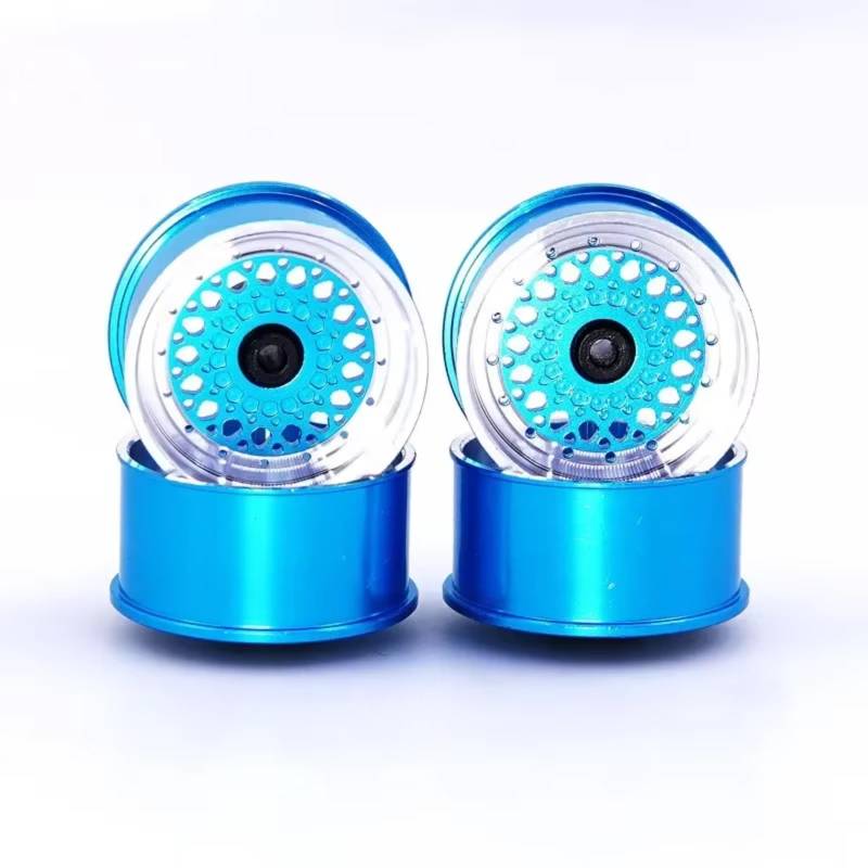 MGHGFYTAS RC Auto Zubehör Kompatibel Mit Tamiya Für MINI 4WD RC-Auto Farbiges Rad Mit Aluminiumscheibe Mittlerer Durchmesser, Leichte Räder Selbstgemachte Teile(Sky Blue) von MGHGFYTAS