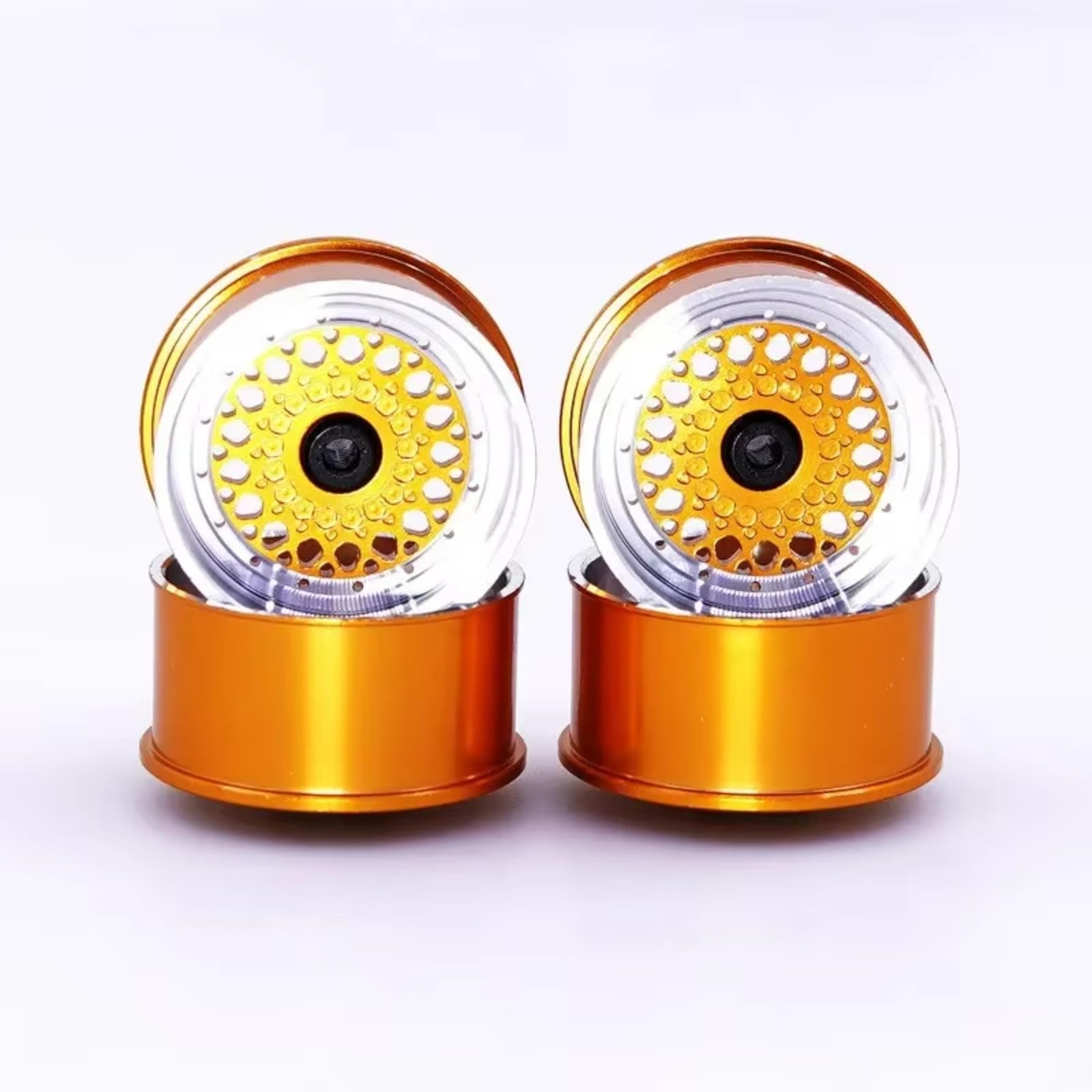 MGHGFYTAS RC Auto Zubehör Kompatibel Mit Tamiya Für MINI 4WD RC-Auto Farbiges Rad Mit Aluminiumscheibe Mittlerer Durchmesser, Leichte Räder Selbstgemachte Teile(Yellow) von MGHGFYTAS