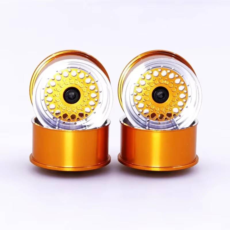 MGHGFYTAS RC Auto Zubehör Kompatibel Mit Tamiya Für MINI 4WD RC-Auto Farbiges Rad Mit Aluminiumscheibe Mittlerer Durchmesser, Leichte Räder Selbstgemachte Teile(Yellow) von MGHGFYTAS