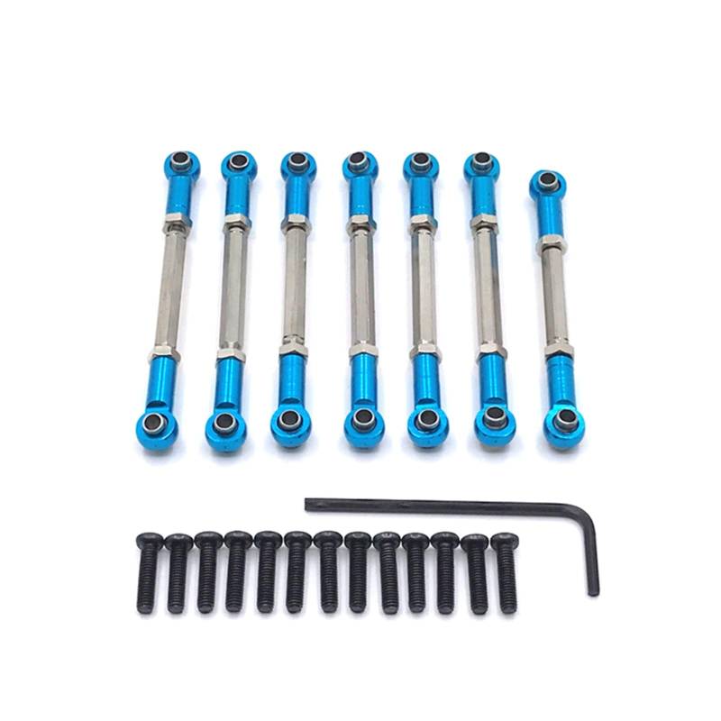 MGHGFYTAS RC Auto Zubehör Kompatibel Mit WLtoys 1/10 104001 104002 Fernbedienung Crawler Auto Upgrade Teile Ersatzteile Metall Einstellbare Zugstange(Blue) von MGHGFYTAS