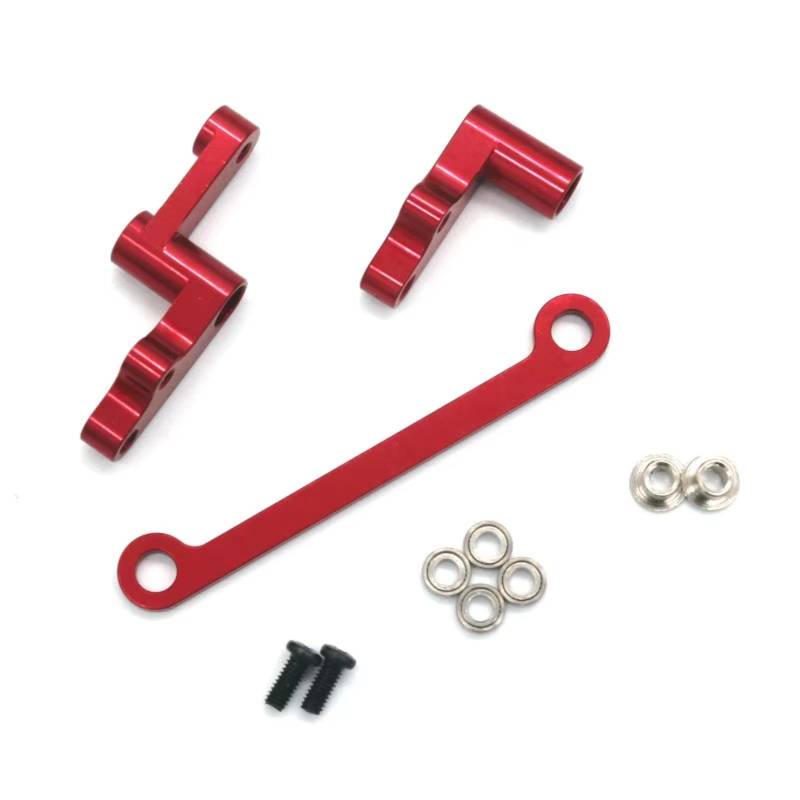 MGHGFYTAS RC Auto Zubehör Kompatibel Mit WLtoys 124008 124010 1/12 Fernbedienung Crawler Autos Upgrade Modifikation Teile Metall Lenkung Montage(Red) von MGHGFYTAS