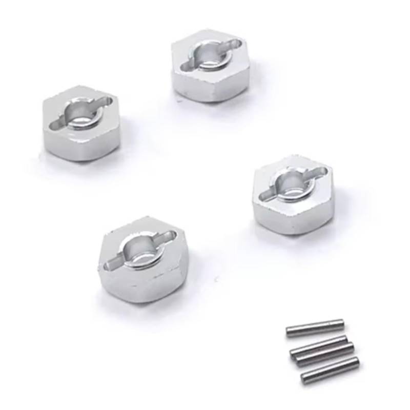 MGHGFYTAS RC Auto Zubehör Kompatibel Mit Wltoys 104001 104002 12428 12423 12429 Für Feiyue FY03 06 07 08 RC-Autoteile, Metall, 12 Mm Rad-Sechskant-Nabenverbinder(Silver) von MGHGFYTAS