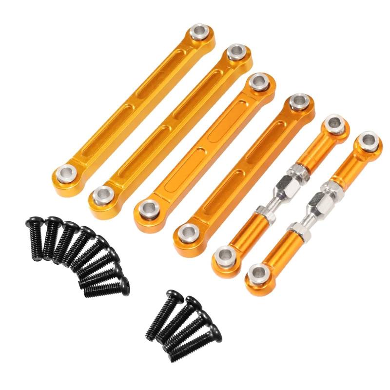 MGHGFYTAS RC Auto Zubehör Kompatibel Mit Wltoys 124008-2705 124010 Fernbedienung Auto Upgrade Teile Zubehör Metall Stange Lenkung Einstellbare Stange(Yellow) von MGHGFYTAS