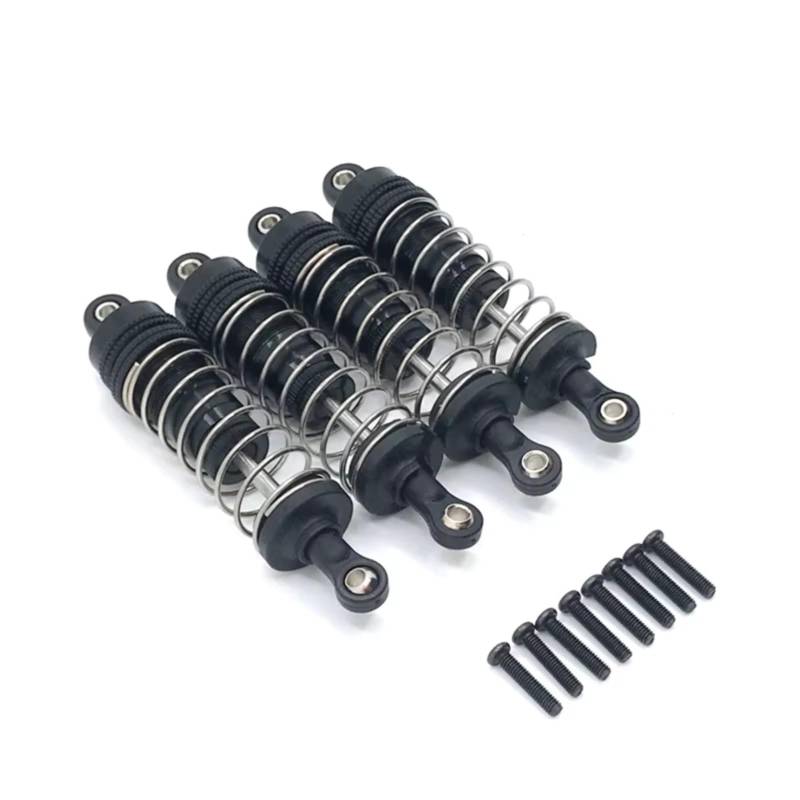 MGHGFYTAS RC Auto Zubehör Kompatibel Mit Wltoys 124019 144001 Fernbedienung Auto Upgrade Teile Metall 4PCs 1set Vorne Hinten Stoßdämpfer(Black) von MGHGFYTAS