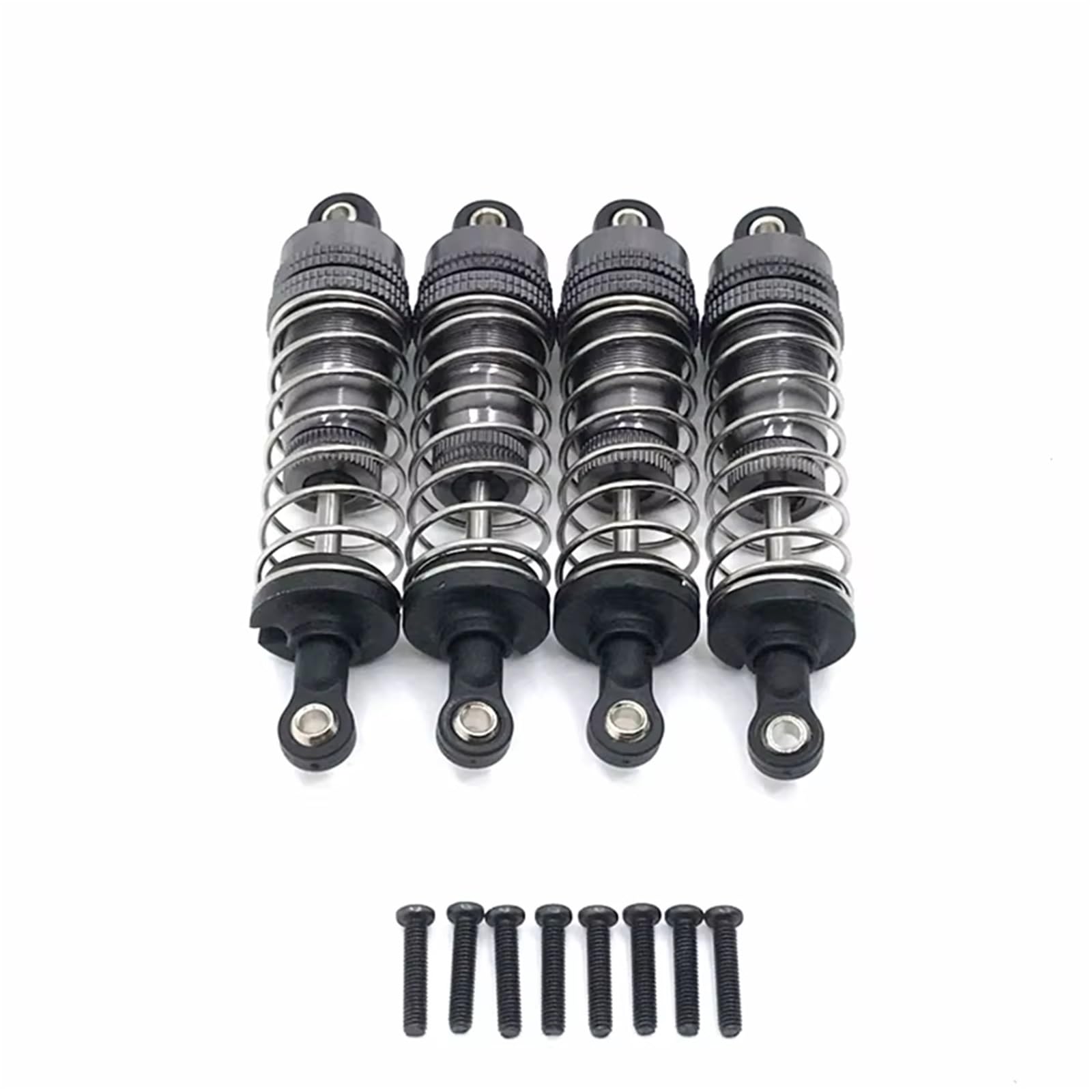 MGHGFYTAS RC Auto Zubehör Kompatibel Mit Wltoys 124019 144001 Fernbedienung Auto Upgrade Teile Metall 4PCs 1set Vorne Hinten Stoßdämpfer(Gray) von MGHGFYTAS