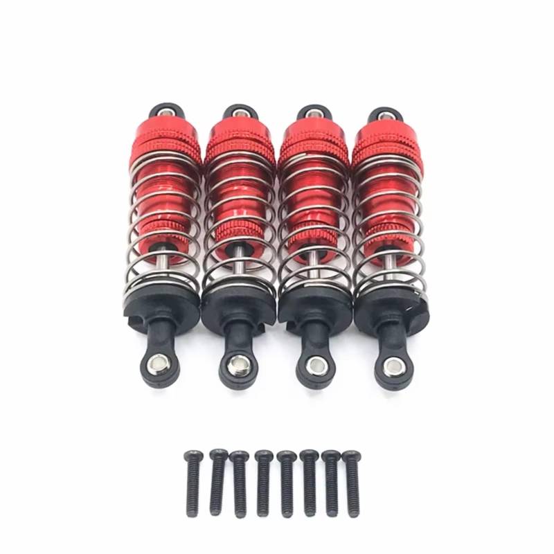 MGHGFYTAS RC Auto Zubehör Kompatibel Mit Wltoys 124019 144001 Fernbedienung Auto Upgrade Teile Metall 4PCs 1set Vorne Hinten Stoßdämpfer(Red) von MGHGFYTAS