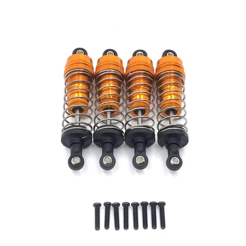 MGHGFYTAS RC Auto Zubehör Kompatibel Mit Wltoys 124019 144001 Fernbedienung Auto Upgrade Teile Metall 4PCs 1set Vorne Hinten Stoßdämpfer(Yellow) von MGHGFYTAS
