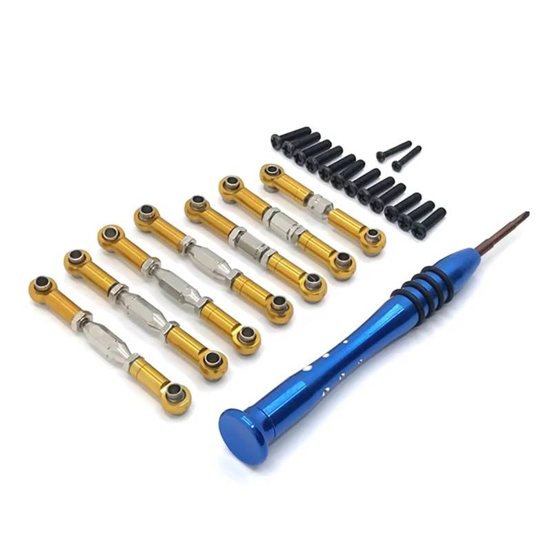 MGHGFYTAS RC Auto Zubehör Kompatibel Mit Wltoys 144002 144001 124016 124017 124018 124019 RC-Auto-Upgrade-Teile Metallgestänge Servo Pull Spurstangensatz(Yellow) von MGHGFYTAS