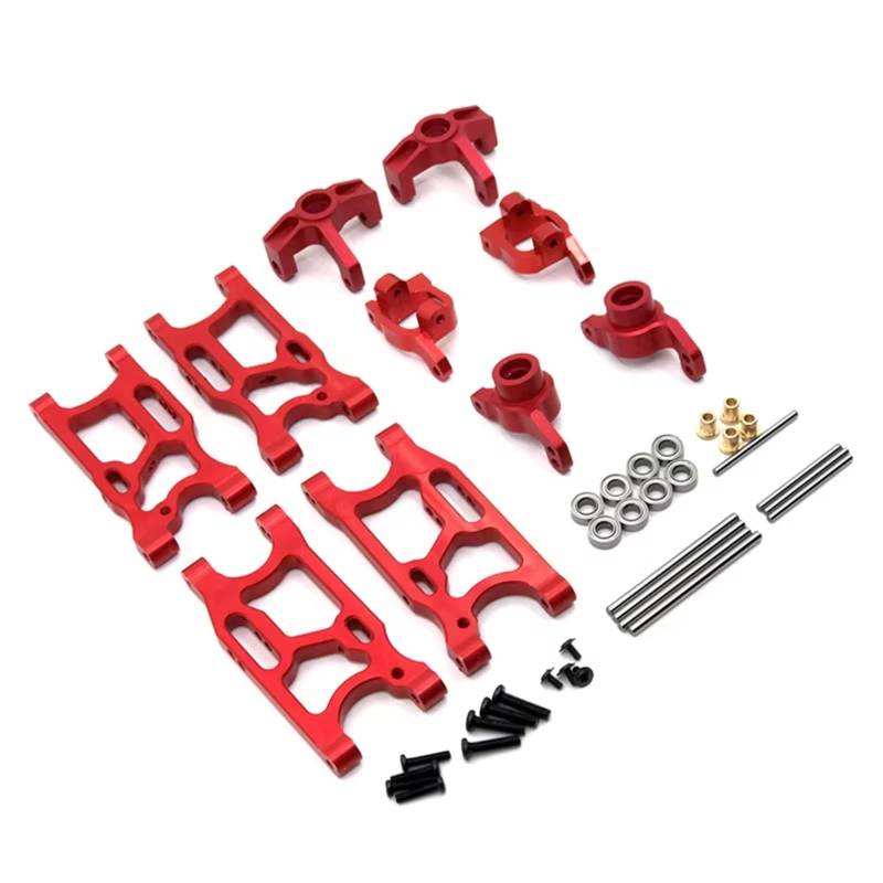 MGHGFYTAS RC Auto Zubehör Kompatibel Mit Wltoys 144010 144001 02 124017 16 18 19 LC 1/14 RC-Auto-Upgrade-Teile, Querlenker, Hinterradnaben, Lenkblock(Red) von MGHGFYTAS